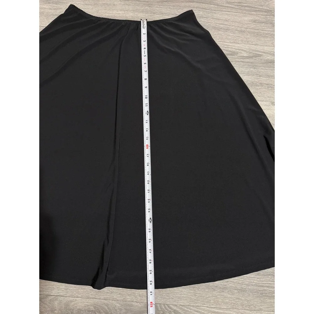 Whimsical Jason Maxwell Black Midi Skirt XL A-Line Elastic Waist Stretch Fairy
